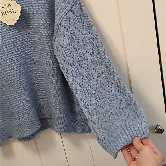 NEW! Ice Blue Knit Arm Sweater - Picture 3 of 4